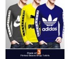Pack of 3 Printed Sleeve Strap T-shirts